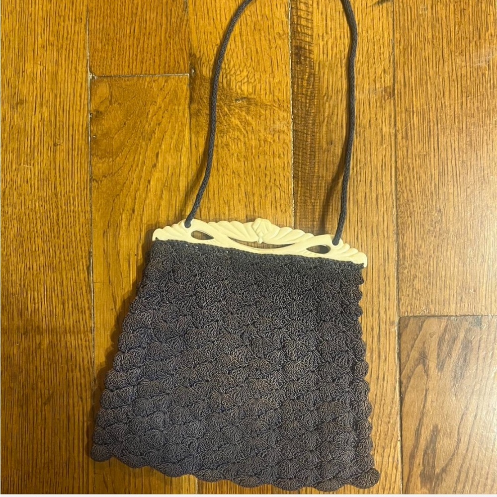 Blue Vintage Crochet Cottage Bag